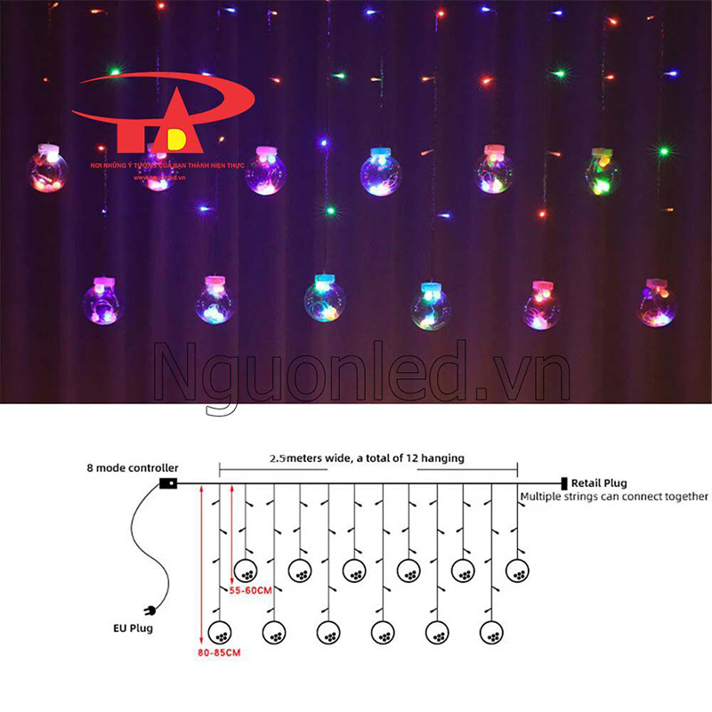 Dây đèn nháy bóng tròn đủ màu