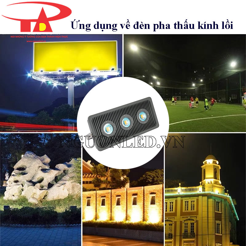 Đèn led pha 150w cầu lồi chiếu sáng biển hiệu, sân bóng