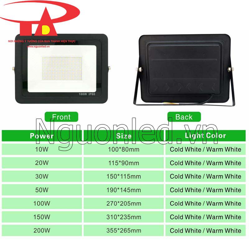 Đèn pha 100w nhiều led giá rẻ