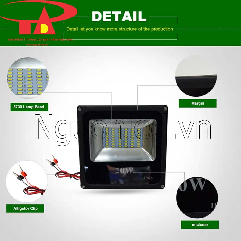 Đèn pha led 12V-80V công suất 20W