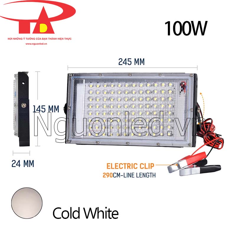 Đèn pha led 12v chiếu xa 100w