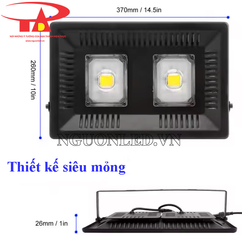 Đèn pha led siêu mỏng 100w giá rẻ