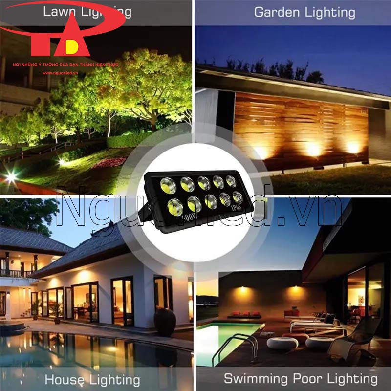 Đèn pha led 500w cob chiếu sáng ngoài trời