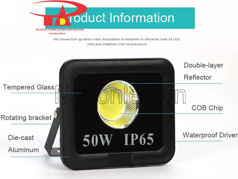 Đèn led pha 50w chips COB