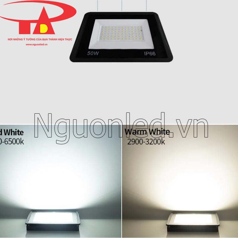 Đèn pha 50w nhiều led ánh sáng trắng, vàng