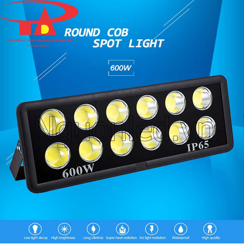 Đèn pha led COB 600w vỏ đen