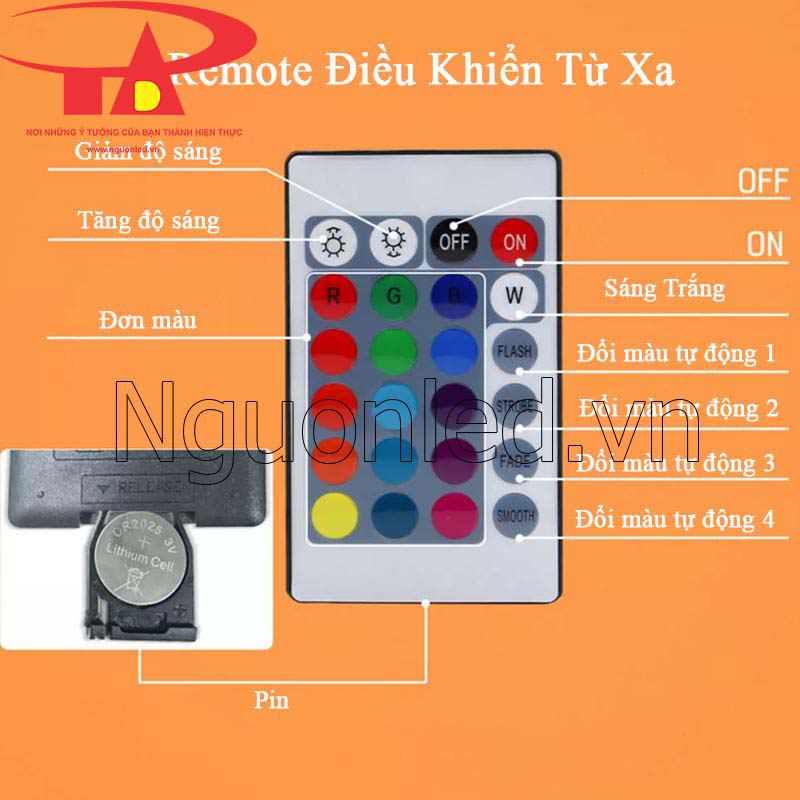 Hướng dẫn sử dụng remote đèn led pha thông minh