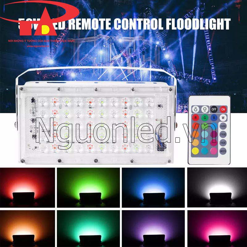 Đèn pha led 50w RGB chiếu bảng hiệu ngoài trời chất lượng