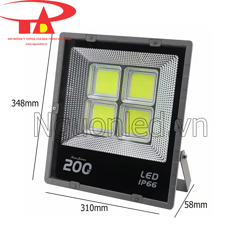 Đèn led pha cob vỏ đen 200w