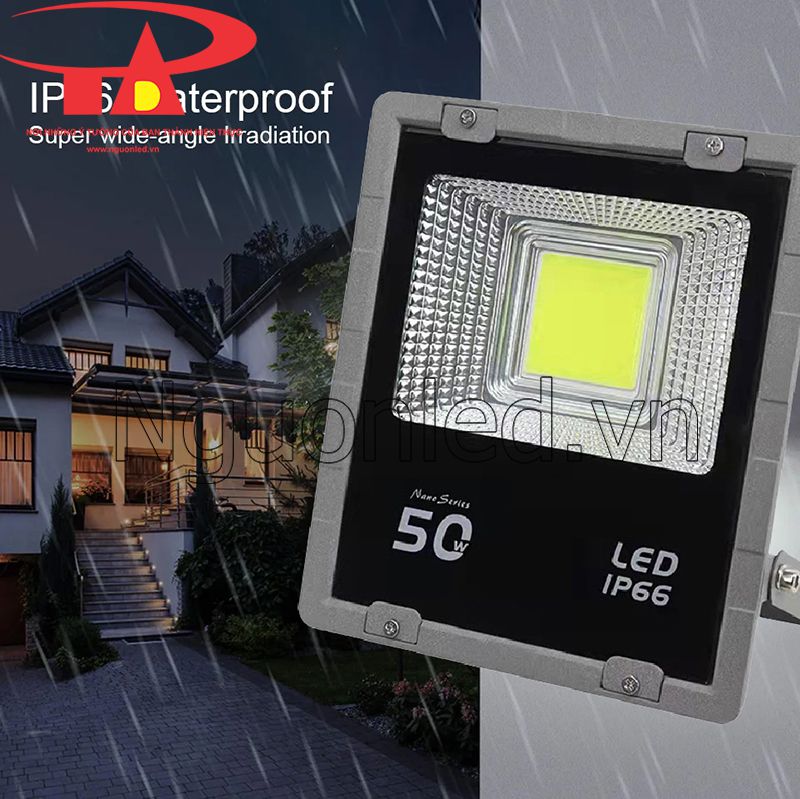 Đèn pha led cob vỏ đen 50w loại tốt