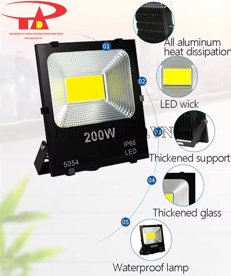 Đèn pha led 200w COB siêu sáng