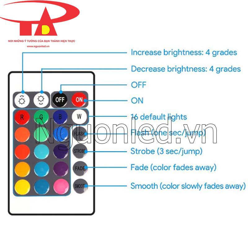 Cách sử dụng remote đèn pha led đủ màu dùng điện 220v