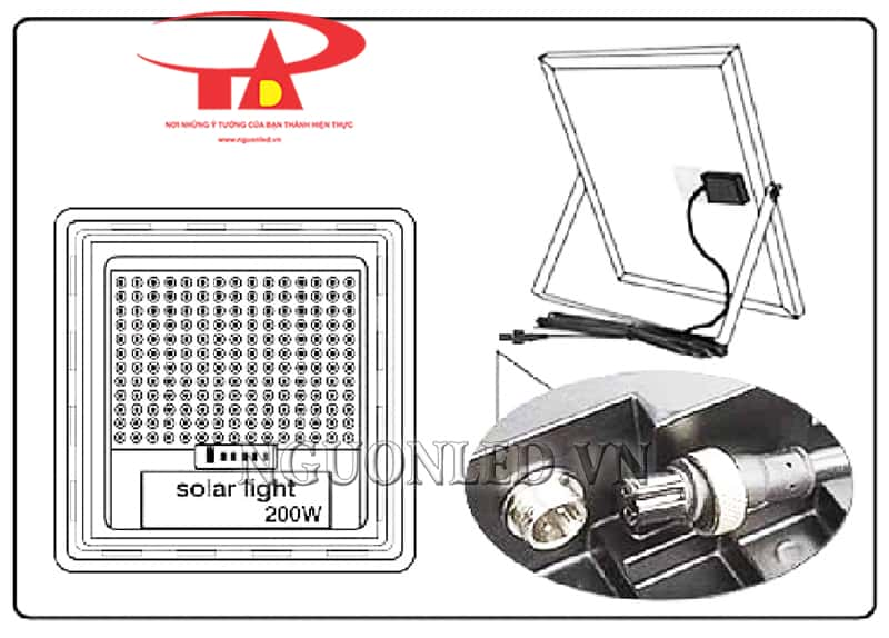 Đèn pha năng lượng mặt trời 200W chống mưa