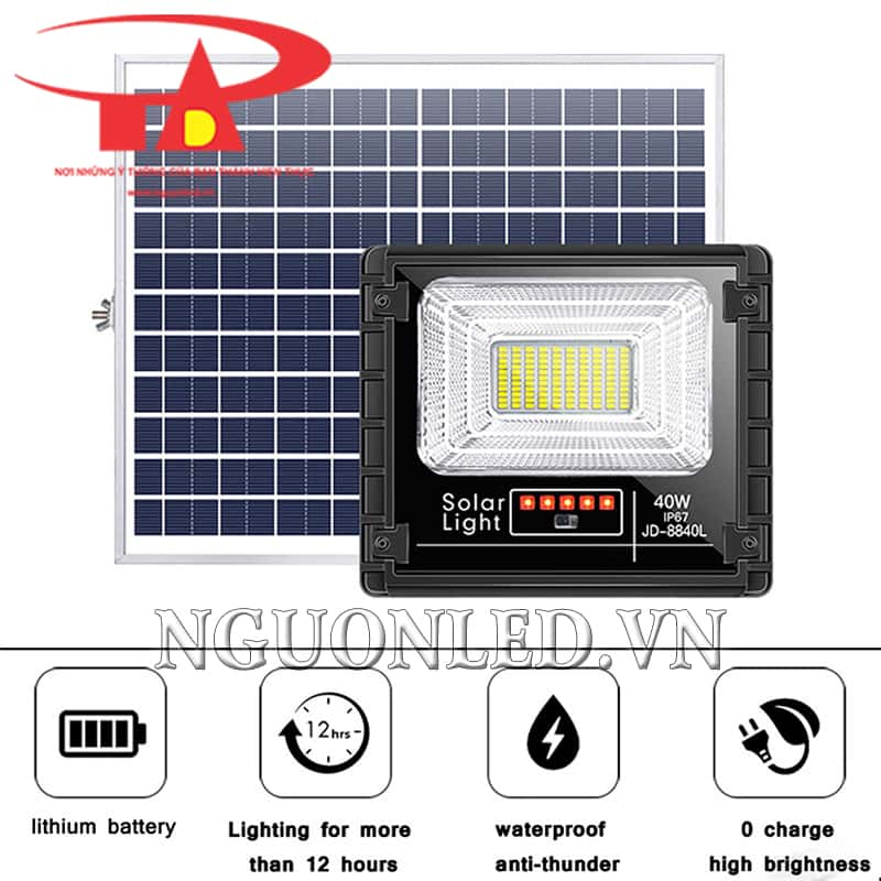 Đèn pha led năng lượng mặt trời 40W Jindian