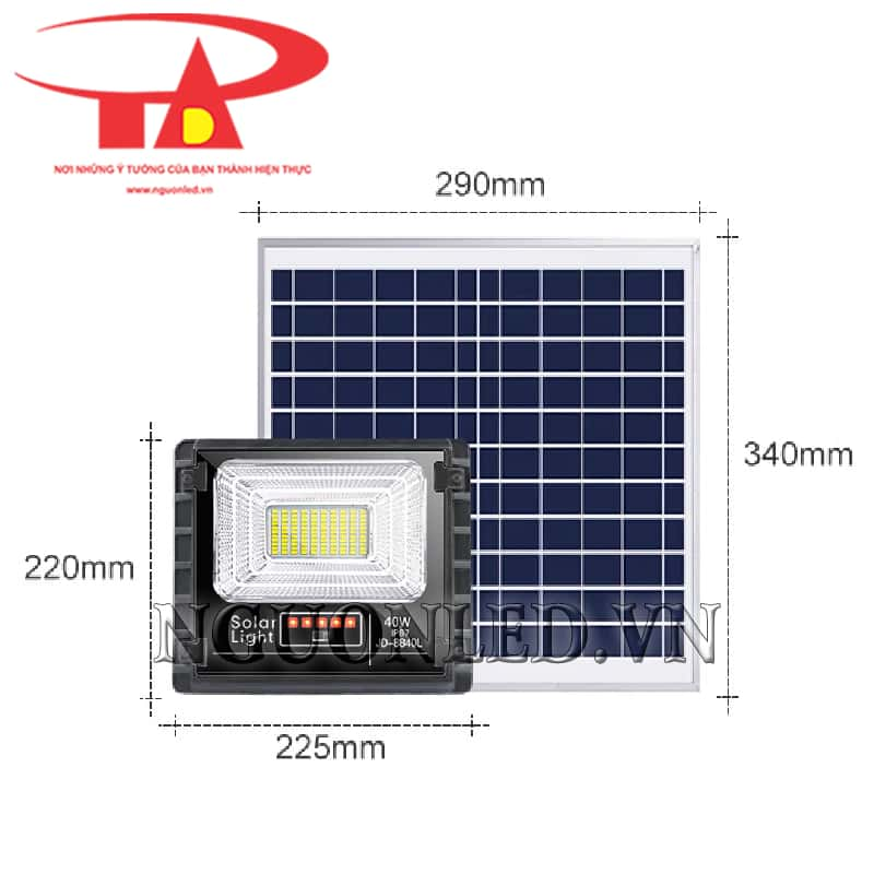 Đèn pha năng lượng mặt trời 40W Jindian vỏ dày