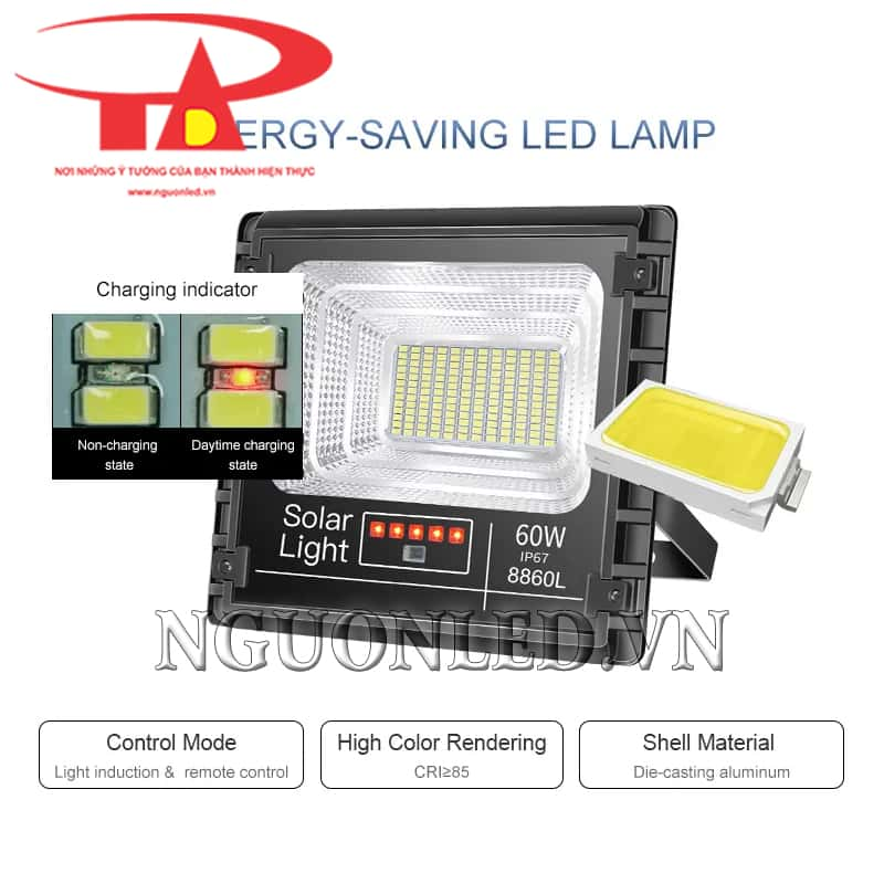 Đèn pha led 60W năng lượng mặt trời Jindian