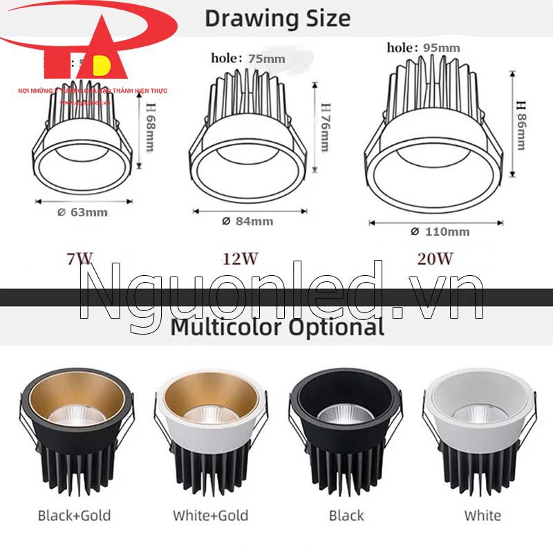 Bán đèn led âm trần 7w tại HCM