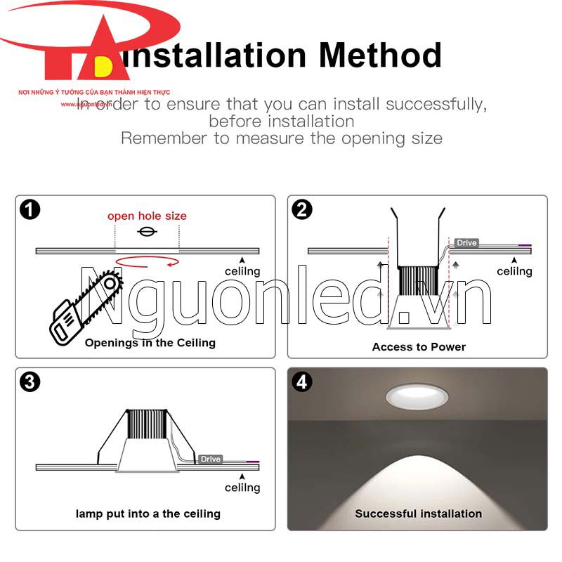 Cách lắp đặt đèn led dowlight 7w.