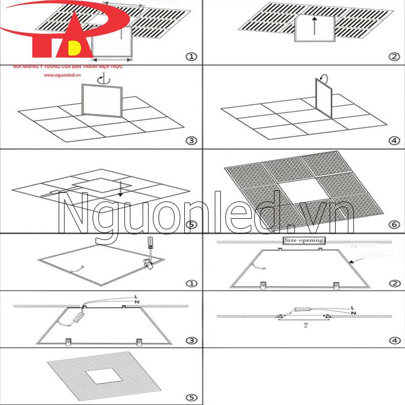 Cách gắn đèn led panel âm trần 300x1200