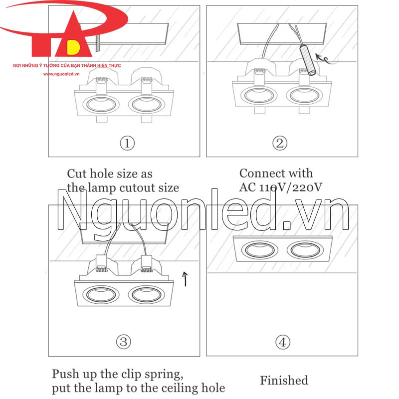 Cách lắp đặt đèn led dowlight 14w