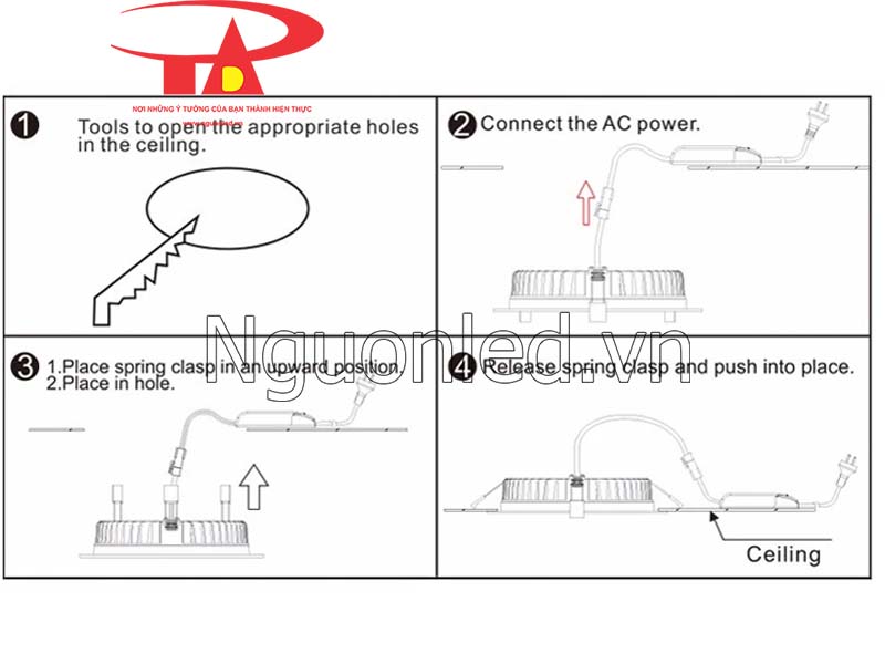 Hướng dẫn lắp đặt đèn led downlight cob 12w