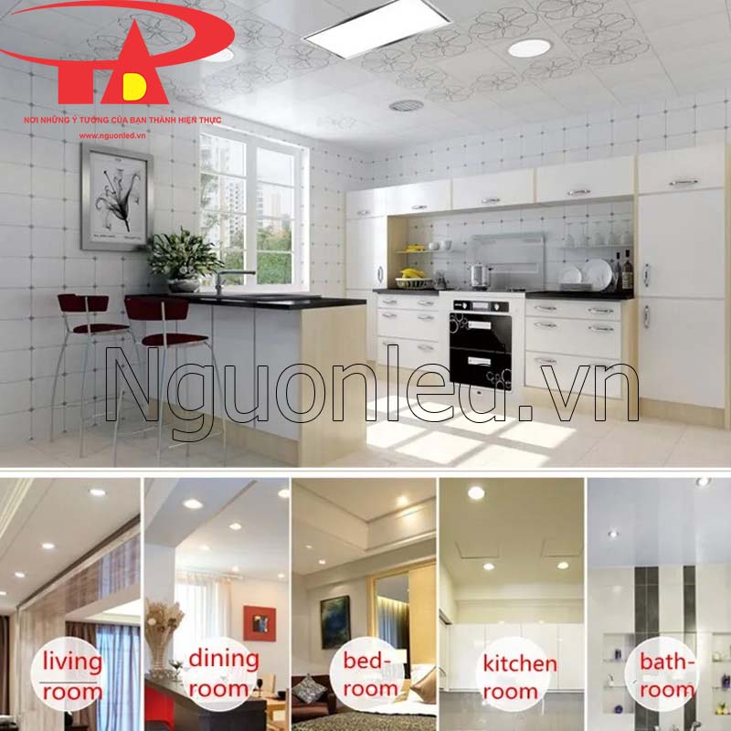 Đèn led âm trần thạch cao viền cong 18w