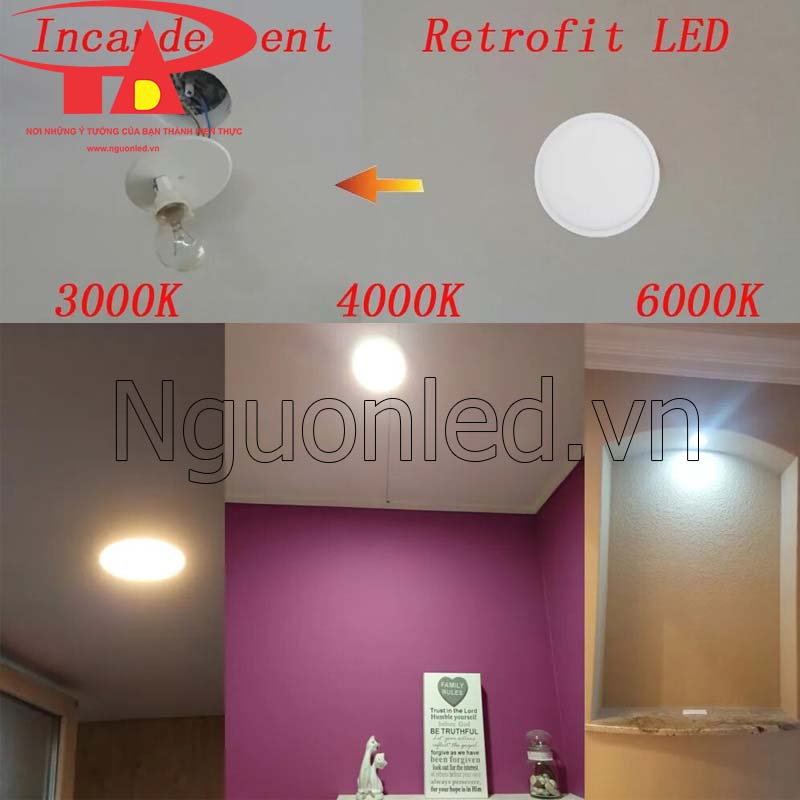 Bóng đèn led âm trần thạch cao 24w tràn viền giá rẻ