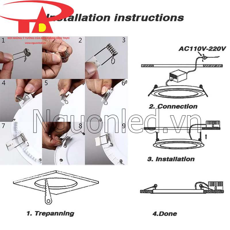 Cách lắp đèn led âm trần 12w