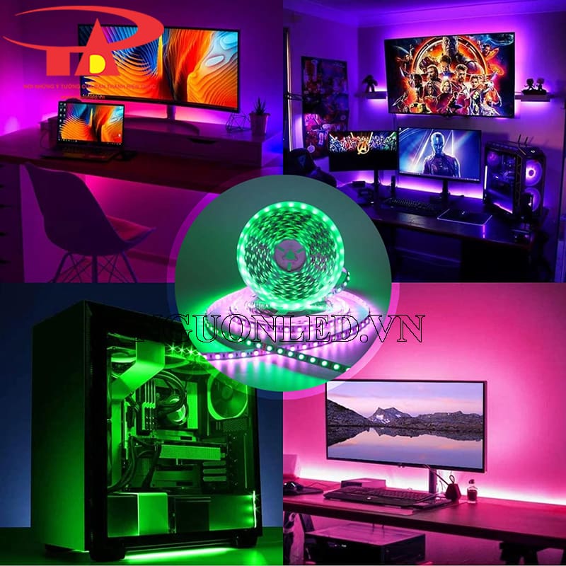 Led dây dán 5050 RGB trang trí bàn làm việc