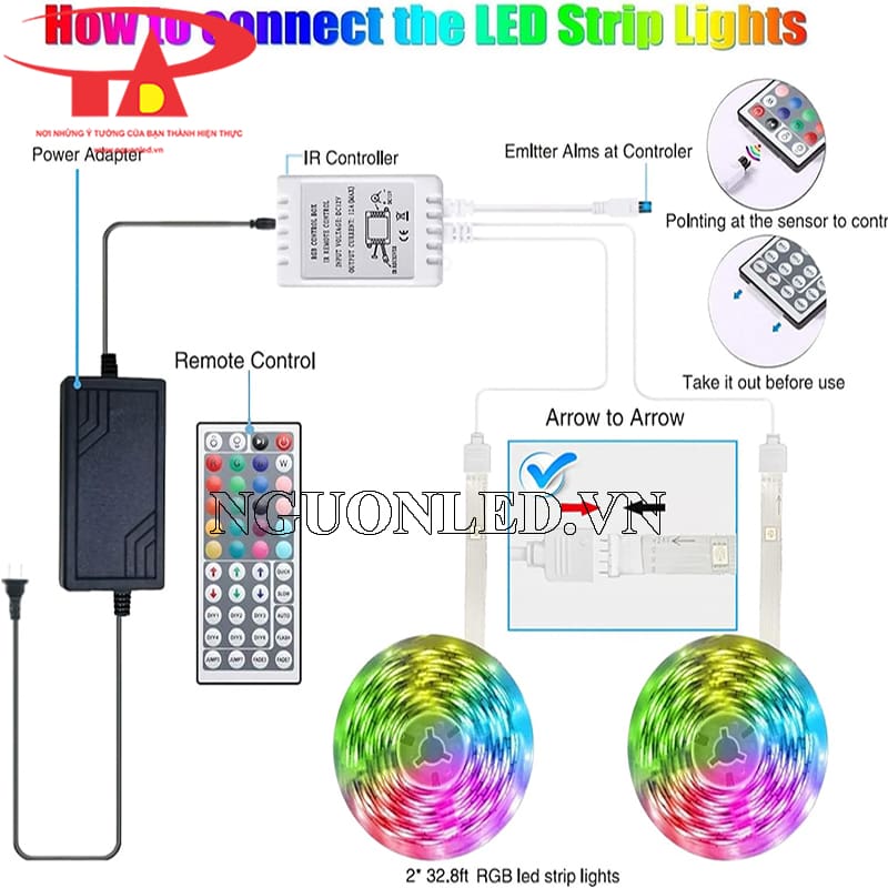 Hướng dẫn lắp đặt led dây dán RGB 12v