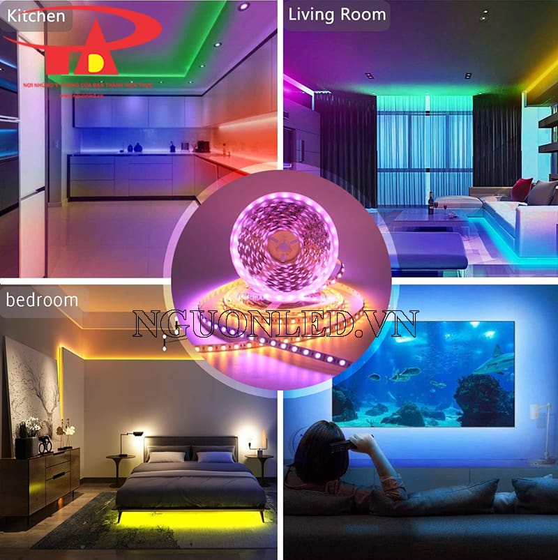 Dây led cuộn 12v 5m RGB trang trí trong nhà