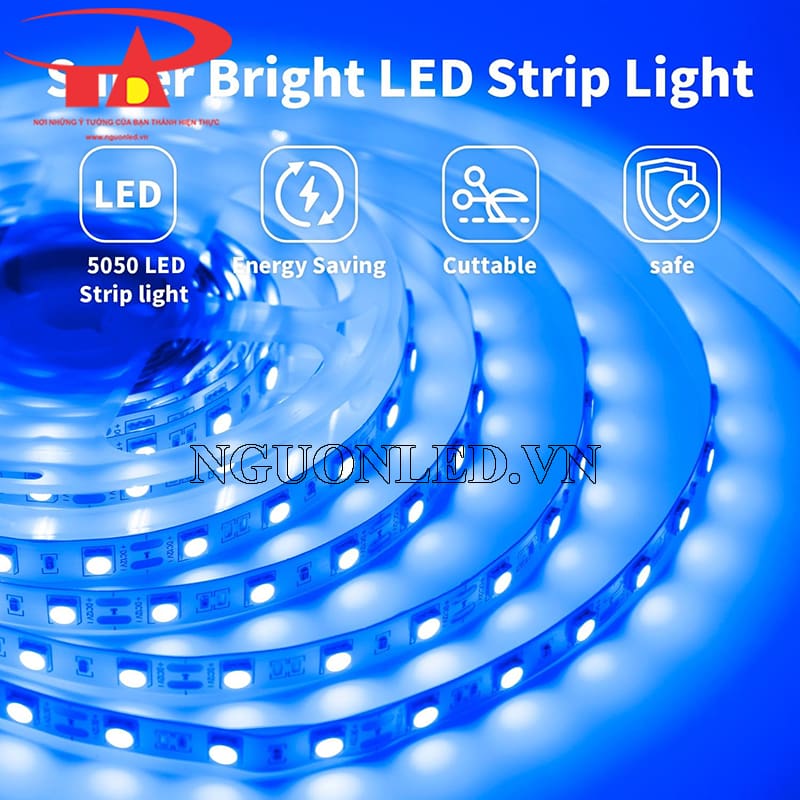 Led dây dán 12v 5050 xanh dương siêu sáng