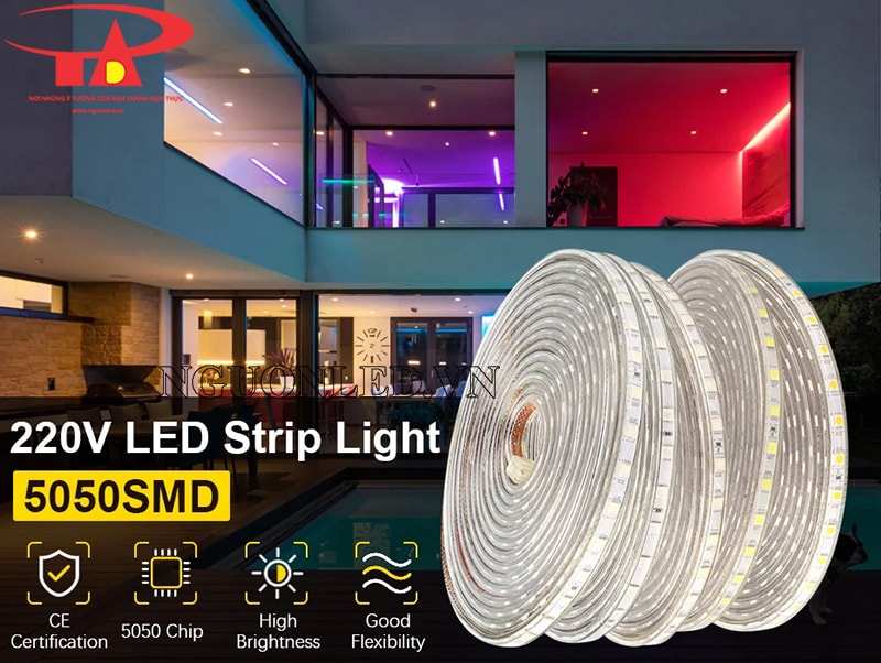 Đèn led dây dẻo 5050 220v trang trí nội thất