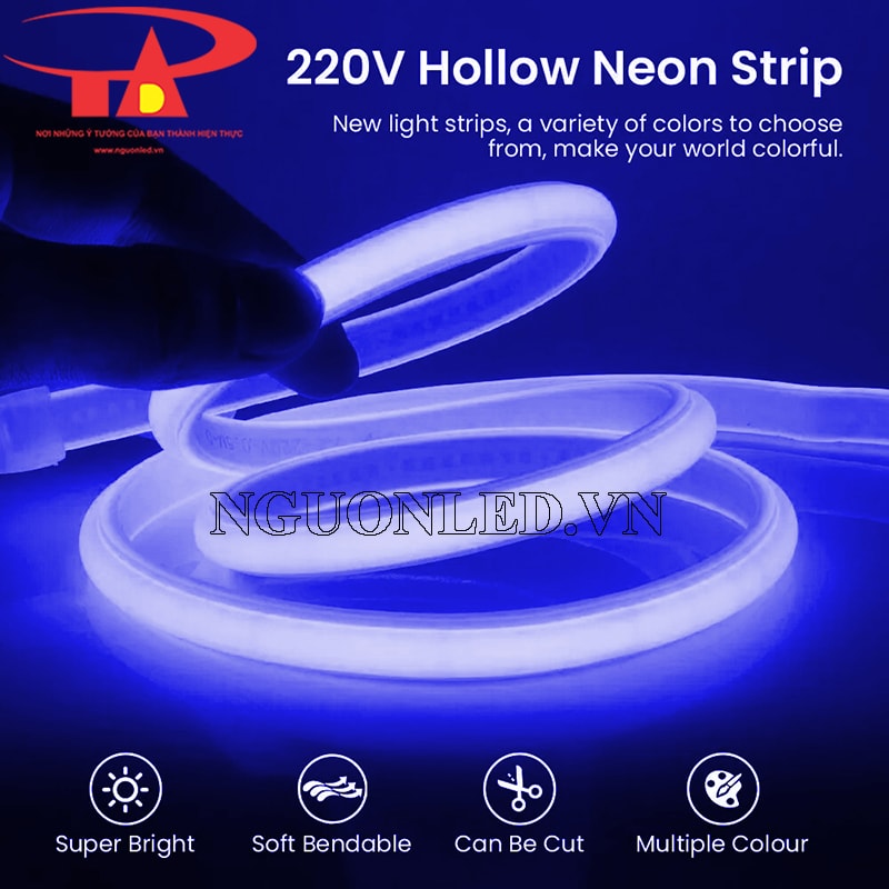 Led dây neon flex 220v xanh dương