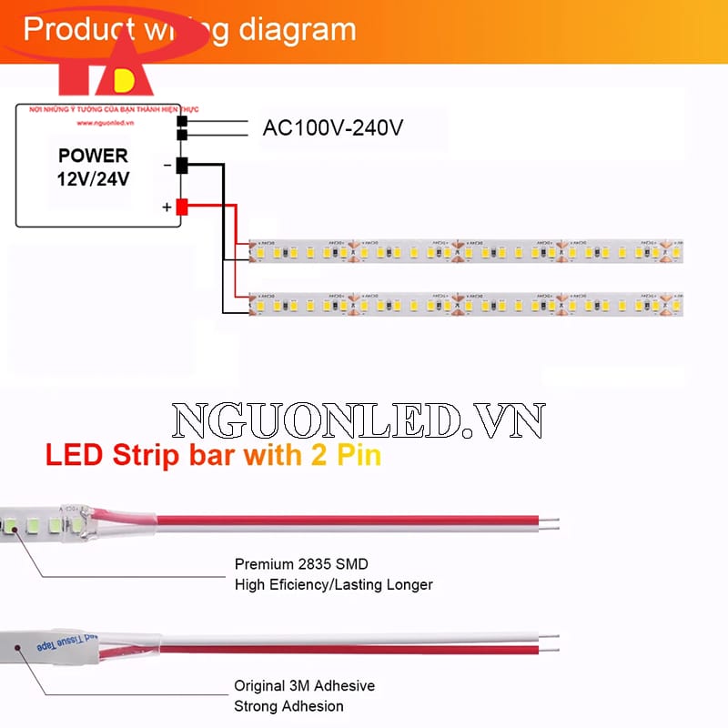 Hướng dẫn đấu nối led dây samsung 12v