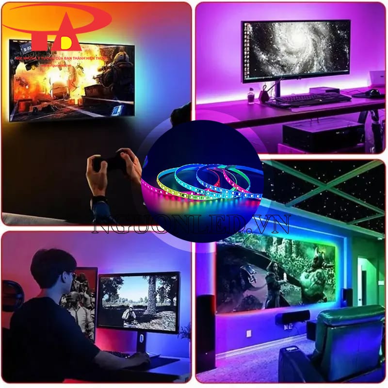 Đèn led dây 5630 RGB dùng trang trí bàn làm việc, máy chơi game