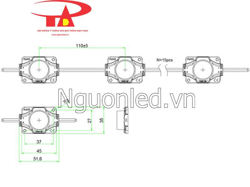 Led rọi mắt trâu 12v full màu tự chạy