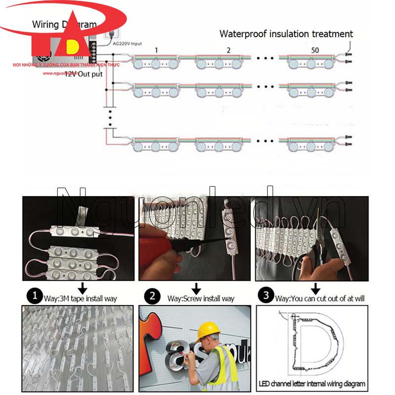 Cách lắp led hắt 3 bóng full màu