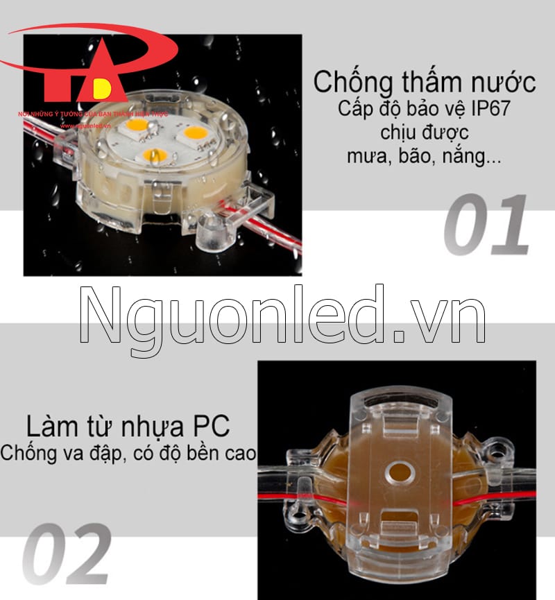 Dây đèn led bát 30mm màu vàng