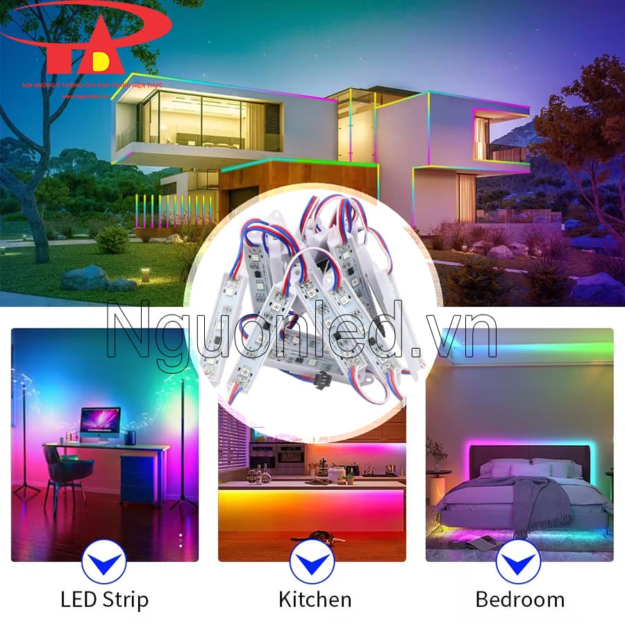 Đèn led hắt 3 bóng full color