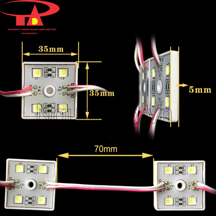 Kích thước led module 4 bóng đế nhựa