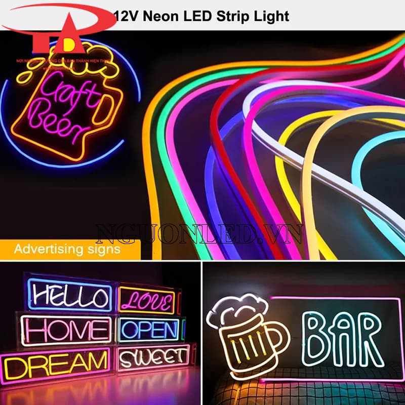 Led dây neon 12v dùng trang trí chữ