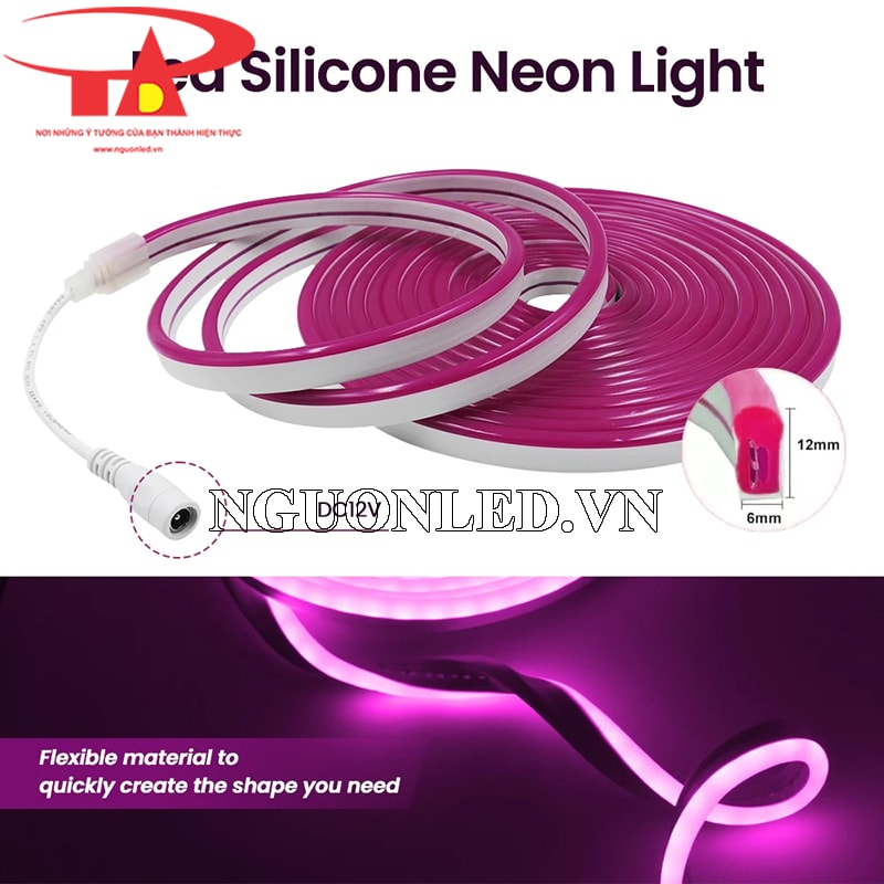 Dây led neon flex 12V màu hồng