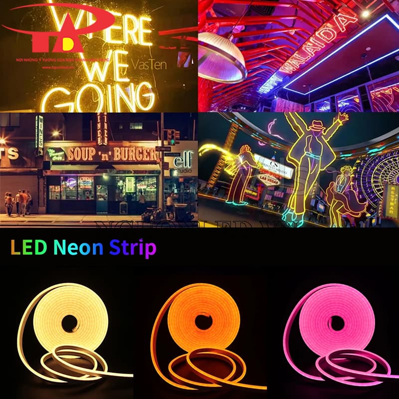 Led dây neon flex 12v dùng uốn chữ