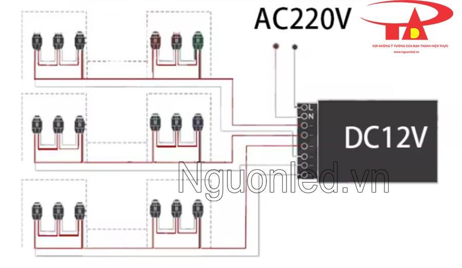 Hướng dẫn đấu nối led đúc F8 12V đầu đục