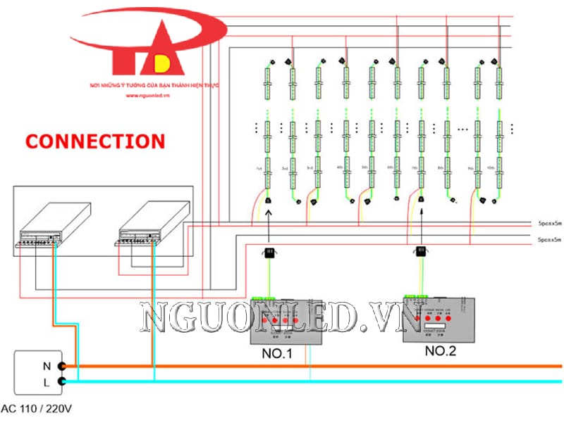 Sơ đồ lắp đặt led full color IC 1916