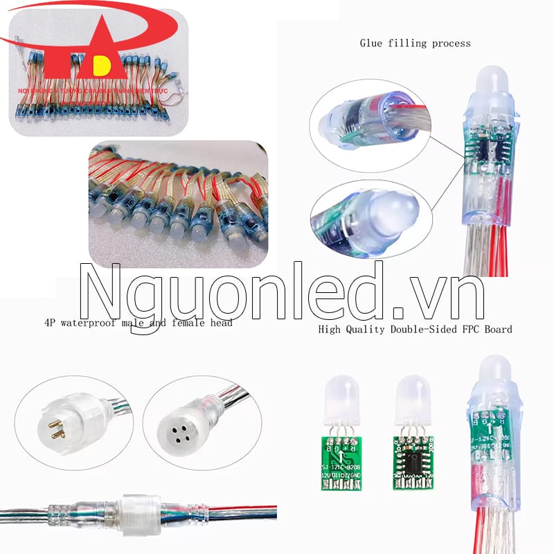 Led full color f8 12V ic 8208 tự chạy hiệu ứng