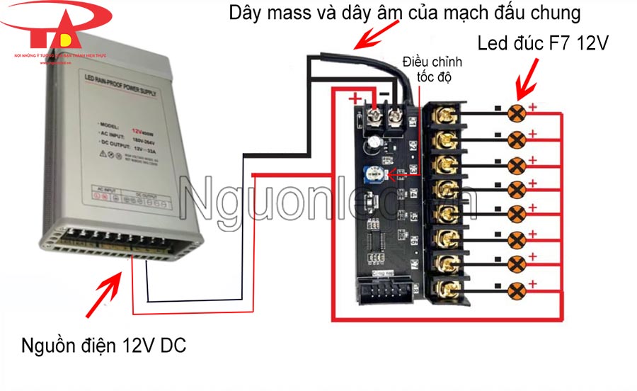 Hướng dẫn đấu nối mạch led vẫy