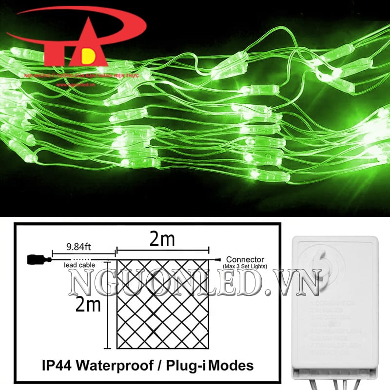 Thông số kỹ thuật led lưới dạng rèm 2x2m màu xanh lá