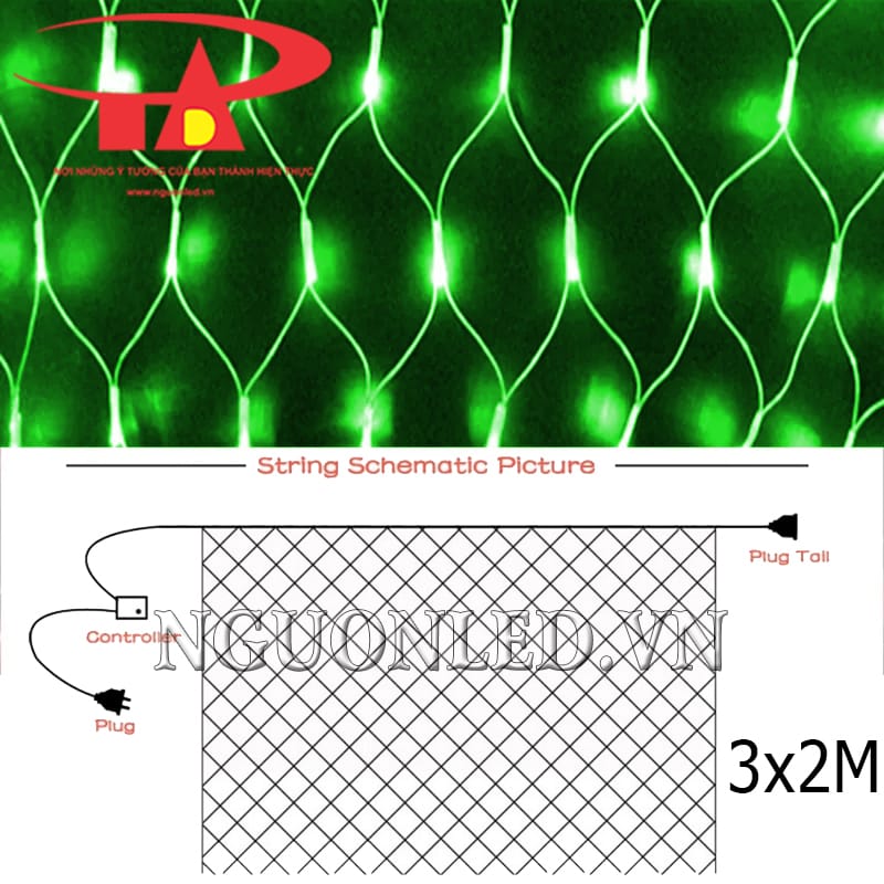 Thông số kích thước led lưới mắt cáo màu xanh lá